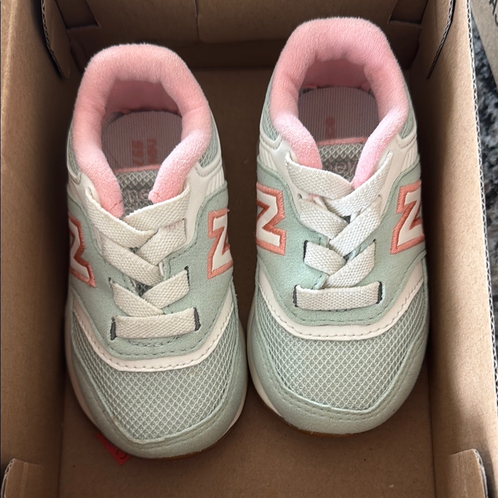 New Balance Kids' Mint and Pink Sneakers